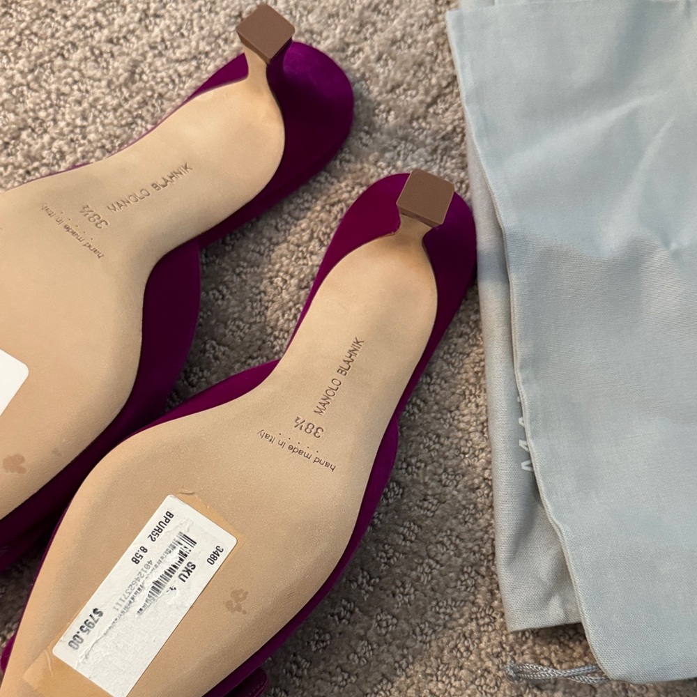 BN Manolo Blahnik Women's MAYSALE Purple Mules 38.5 - Picture 3 of 5